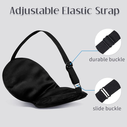 Mulberry Silk Sleep Eye Mask Blindfold with Adjustable Strap, Soft Eye Cover for Women Men Night Sleeping, Travel, Nap(Black)