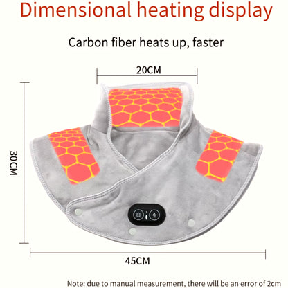 Electric Heating Shoulder Neck Pad Cervical Wrap Three Gear Thermal Compress Massager Vibration Shawl Warm Back Tool Relax Brace