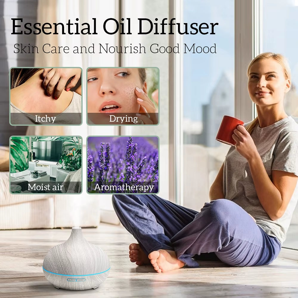 Air Humidifier Essential Oil Diffuser 500ML with Lights Remote Control Ultrasound Electric Aromatherapy Diffuser