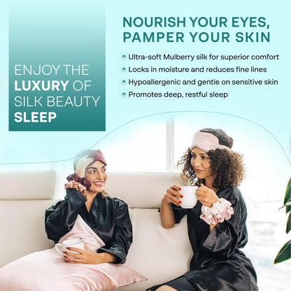 Luxurious Light Pink 100% Pure Mulberry Silk Sleep Mask – Ultimate Comfort for Deep Sleep, Travel, and Skin Care