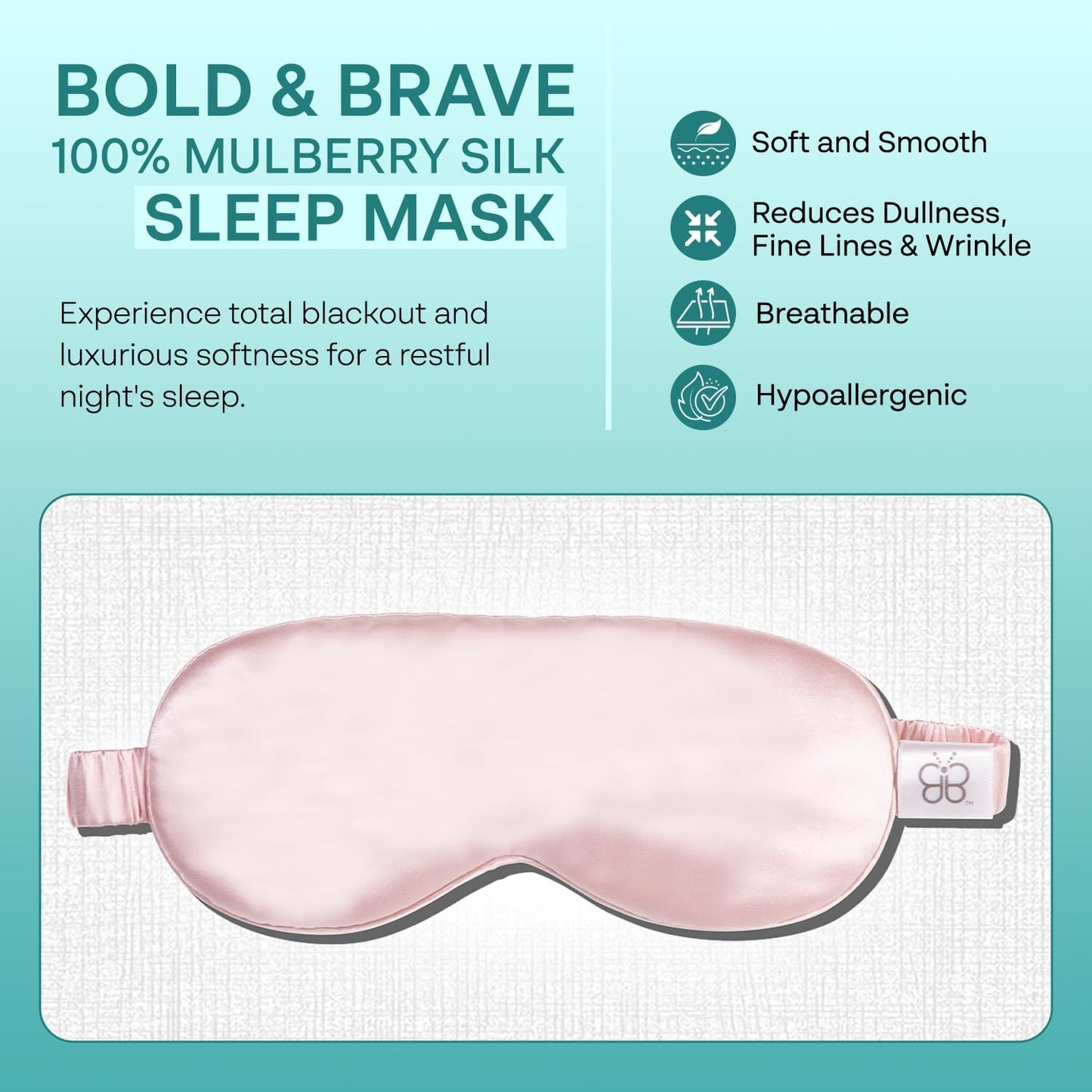 Luxurious Light Pink 100% Pure Mulberry Silk Sleep Mask – Ultimate Comfort for Deep Sleep, Travel, and Skin Care