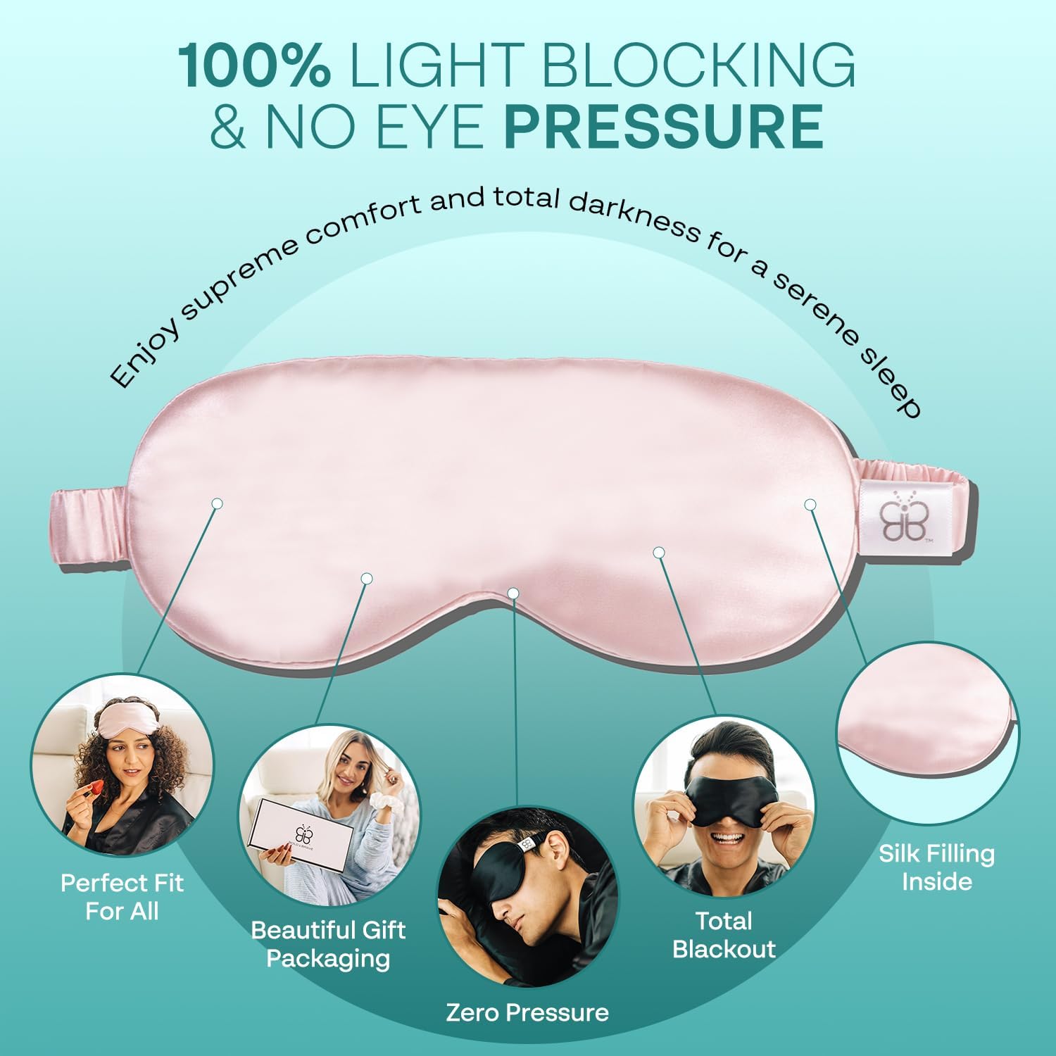 Luxurious Light Pink 100% Pure Mulberry Silk Sleep Mask – Ultimate Comfort for Deep Sleep, Travel, and Skin Care