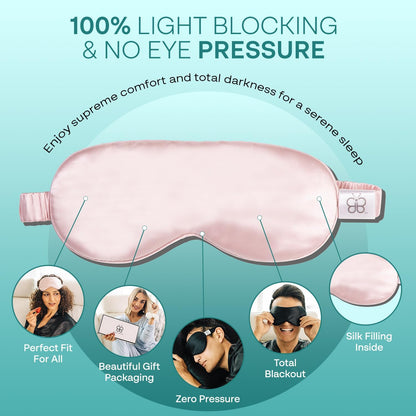Luxurious Light Pink 100% Pure Mulberry Silk Sleep Mask – Ultimate Comfort for Deep Sleep, Travel, and Skin Care