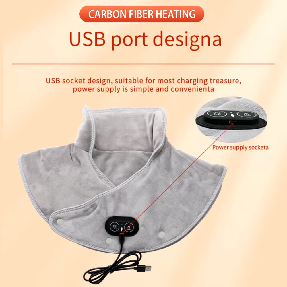 Electric Heating Shoulder Neck Pad Cervical Wrap Three Gear Thermal Compress Massager Vibration Shawl Warm Back Tool Relax Brace