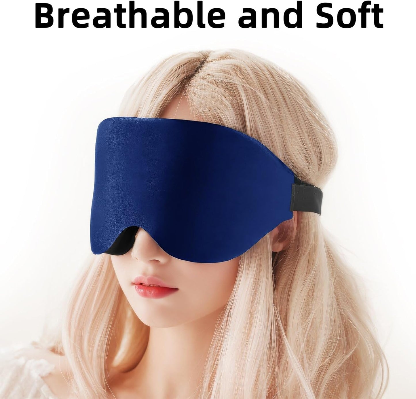 Sleep Mask for Men Women ，Zero Eye Pressure 3D Sleeping Mask with Contoured Padding Lightweight Sleep Eye Mask with Adjustable Elastic Strap for Traveling (Navy)