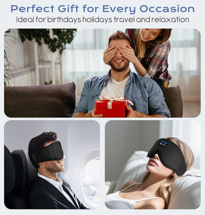 Sleep Headphones, 3D Sleep Mask with Bluetooth Headphones Wireless 5.4 Bluetooth Sleep Mask for Men, Women Comfortable Eye Mask with Headphones for Sleeping Ultra-Thin Speakers (Black)