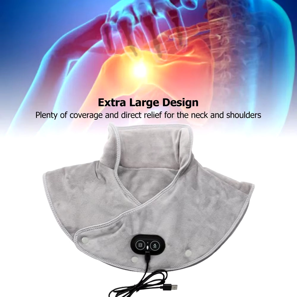 Electric Heating Shoulder Neck Pad Cervical Wrap Three Gear Thermal Compress Massager Vibration Shawl Warm Back Tool Relax Brace
