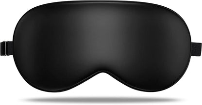 Mulberry Silk Sleep Eye Mask Blindfold with Adjustable Strap, Soft Eye Cover for Women Men Night Sleeping, Travel, Nap(Black)