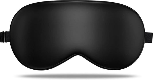 Mulberry Silk Sleep Eye Mask Blindfold with Adjustable Strap, Soft Eye Cover for Women Men Night Sleeping, Travel, Nap(Black)