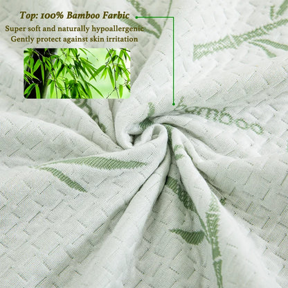 1Pc Waterproof Bamboo Mattress Cover (Without Pillowcase), Cooling & Breathable Fitted Bed Sheet with 6-14Inches Deep Pocket